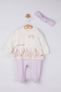 Set salopeta cu bentita "A day with mommy" pentru bebelusi, Tongs baby - Img 2