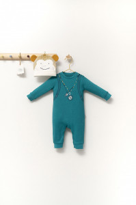 Set salopeta cu caciulita cu urechiuse pentru bebelusi Ursulet, Tongs baby - Img 4