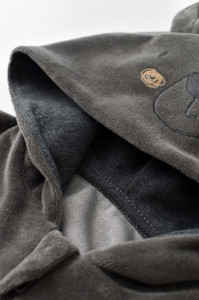 Set Ursulet cu bluzita cu fermoar si gluga si pantaloni lungi din 80%bumbac organic si 20% poliester - Antracit, BabyCosy - Img 5
