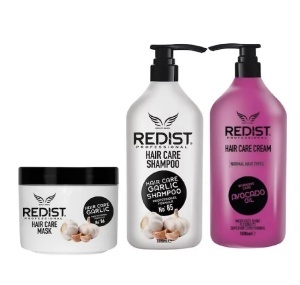 Profesional anti-caderea si cresterea parului cu Extract de Usturoi, Redist, sampon 1000 ml, masca 475 ml plus balsamul cu avocado 1000 ml