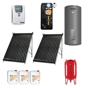 Pachet Boiler 300L + 2 x panou solar cu 20 tuburi vidate Ferroli Ecotube New Confort