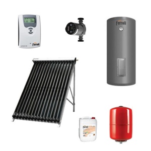 Pachet Boiler 200L + panou solar cu 25 tuburi vidate Ferroli Ecotube New Basic
