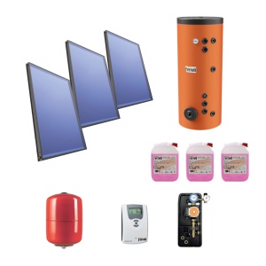 Pachet 3 X panou Ferroli SOLAREVO 2.6V + boiler 500 L + suporti montaj acoperis inclinat metalic Confort