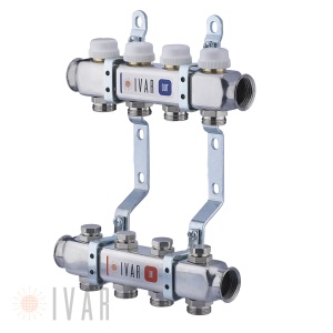 Set distribuitor tur/retur Ivar Inox 1" x EK - 4 cai