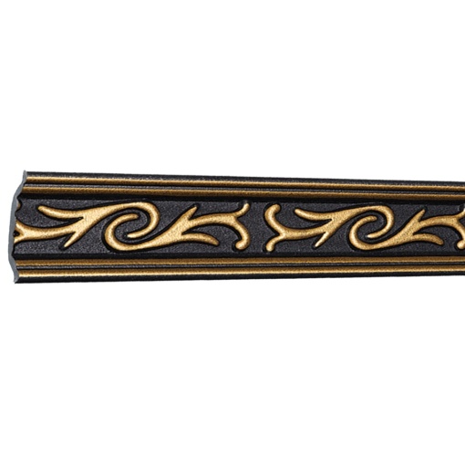 Set 4 Baghete decorative de colt M13CZ, din polistiren, negru/auriu, 5 x 5 x 200 cm
