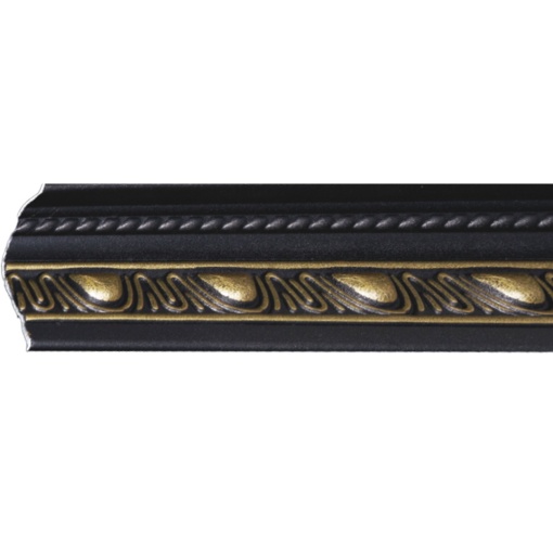 Set 4 Baghete decorative de colt M18CZ, din polistiren, negru/auriu, 8 x 6 x 200 cm