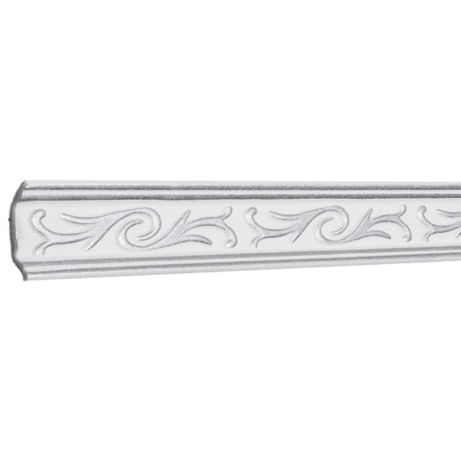 Set 4 Baghete decorative de colt M13BS, din polistiren, alb/argintiu, 5 x 5 x 200 cm