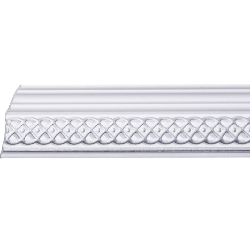 Set 4 Baghete decorative de colt M30BS, din polistiren, alb/argintiu, 8 x 6 x 200 cm
