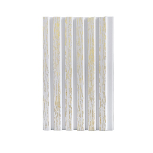 Riflaj decorativ tip panou, polimer dur alb-auriu, 12x125x2700mm