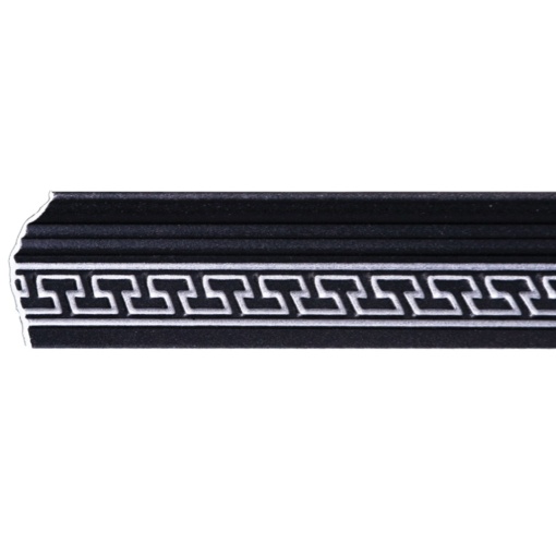 Set 4 Baghete decorative de colt M17CS, din polistiren, negru/argintiu, 8 x 6 x 200 cm