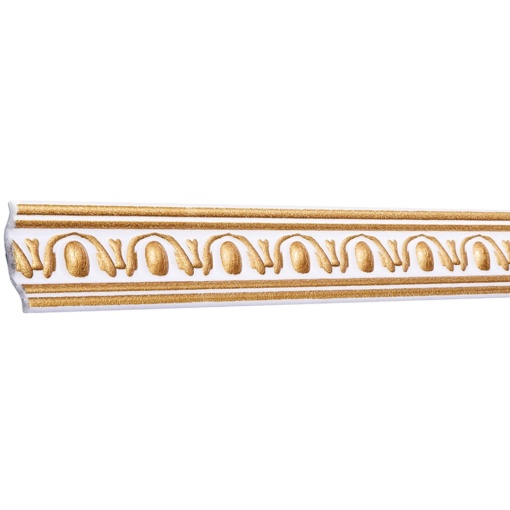 Set 4 Baghete decorative de colt M12BZ, din polistiren alb/auriu, 5 x 5 x 200 cm