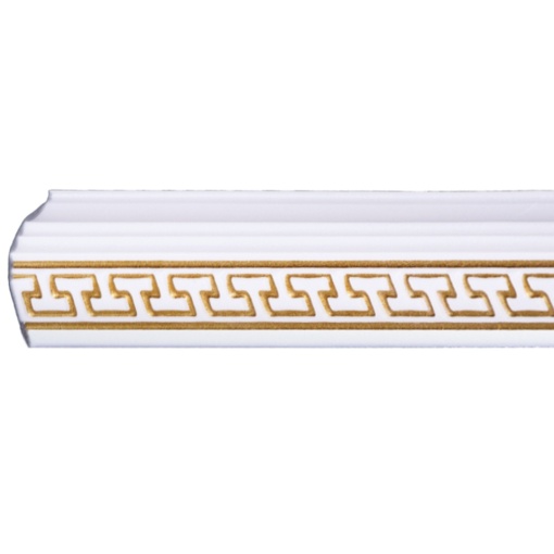 Set 4 Baghete decorative de colt M17BZ, din polistiren, alb/auriu, 8 x 6 x 200 cm