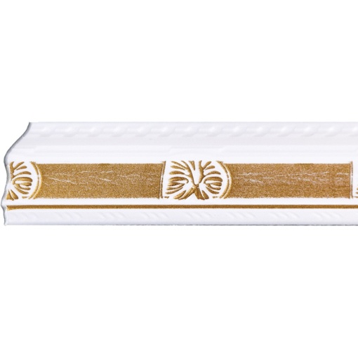 Set 4 Baghete decorative de colt M20BZ, din polistiren, alb/auriu, 8 x 6 x 200 cm