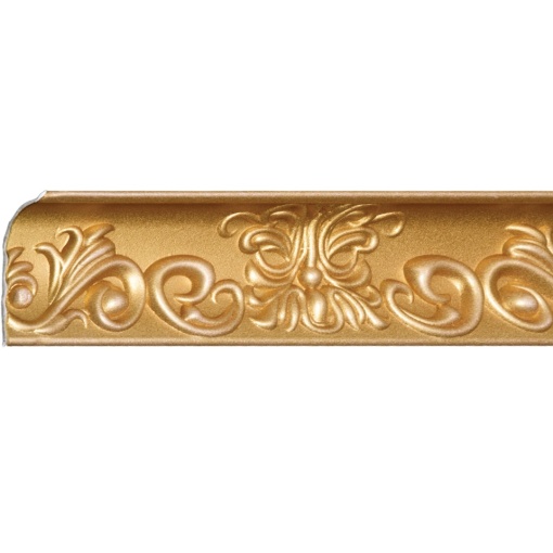 Set 4 Baghete decorative de colt M25Z, din polistiren, auriu, 8 x 6 x 200 cm