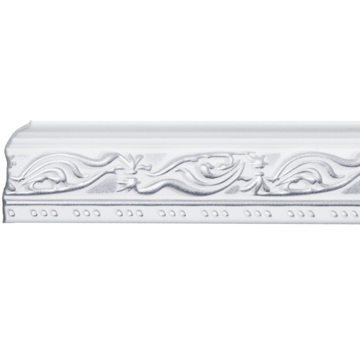Set 4 Baghete decorative de colt M24BS, din polistiren, alb/argintiu, 8 x 6 x 200 cm