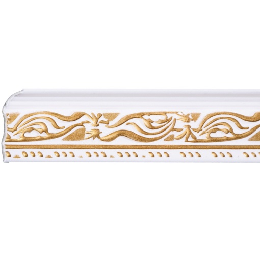 Set 4 Baghete decorative de colt M24BZ, din polistiren, alb/auriu, 8 x 6 x 200 cm