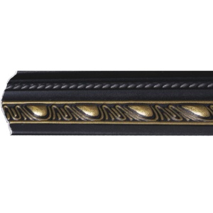 Set 4 Baghete decorative de colt M18CZ, din polistiren, negru/auriu, 8 x 6 x 200 cm