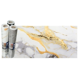 Rola decorativa autoadeziva, 10, 280x60cm, marmura gri/auriu