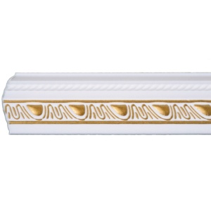 Set 4 Baghete decorative de colt M18BZ, din polistiren, alb/auriu, 8 x 6 x 200 cm