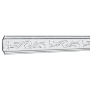 Set 4 Baghete decorative de colt M13BS, din polistiren, alb/argintiu, 5 x 5 x 200 cm