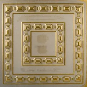 Tavan polistiren retro 06 alb/auriu, 50 x 50 cm , 2mp/pachet
