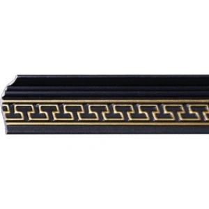 Set 4 Baghete decorative de colt M17CZ, din polistiren, negru/auriu, 8 x 6 x 200 cm