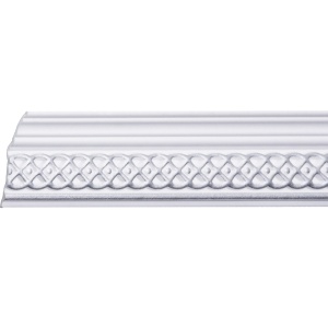 Set 4 Baghete decorative de colt M30BS, din polistiren, alb/argintiu, 8 x 6 x 200 cm