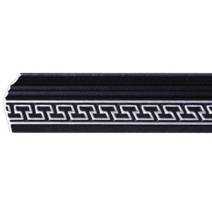 Set 4 Baghete decorative de colt M17CS, din polistiren, negru/argintiu, 8 x 6 x 200 cm