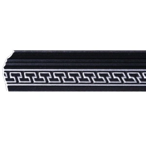 Set 4 Baghete decorative de colt M17CS, din polistiren, negru/argintiu, 8 x 6 x 200 cm