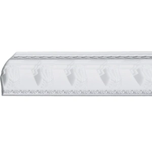 Set 4 Baghete decorative de colt M21BS, din polistiren, alb/argintiu, 8 x 6 x 200 cm