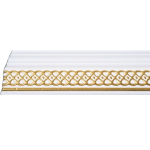 Set 4 Baghete decorative de colt M30BZ, din polistiren, alb/auriu, 8 x 6 x 200 cm