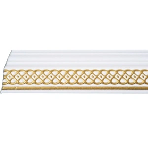 Set 4 Baghete decorative de colt M30BZ, din polistiren, alb/auriu, 8 x 6 x 200 cm