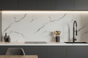 Panou Decorativ, PVC, marmura Alb/Gri, 2440 x 1200 x 3 mm, 2,92 mp