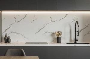 Panou Decorativ, PVC, marmura Alb/Gri, 2440 x 1200 x 3 mm, 2,92 mp