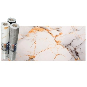 Rola decorativa autoadeziva, 08, 280x60cm, marmura alb/auriu