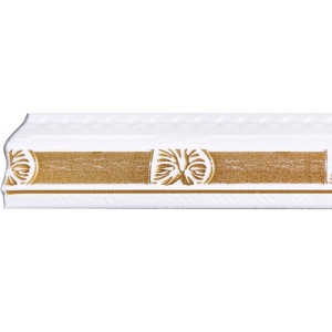 Set 4 Baghete decorative de colt M20BZ, din polistiren, alb/auriu, 8 x 6 x 200 cm