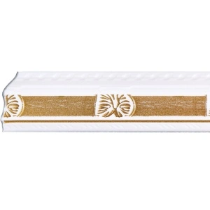 Set 4 Baghete decorative de colt M20BZ, din polistiren, alb/auriu, 8 x 6 x 200 cm