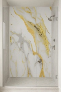 Set 4 buc. panouri decorative autoadezive, 10, 30x60cm gri/auriu