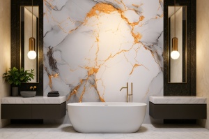 Rola decorativa autoadeziva, 08, 280x60cm, marmura alb/auriu