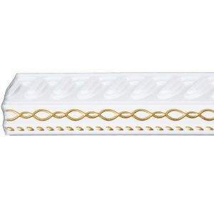 Set 4 Baghete decorative de colt M19BZ, din polistiren, alb/auriu, 8 x 6 x 200 cm