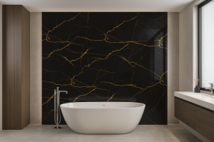 Panou Decorativ, PVC, marmura Negru, 2440 x 1200 x 3 mm, 2,92 mp