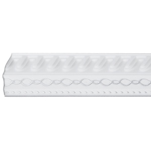 Set 4 Baghete decorative de colt M19BS, din polistiren, alb/argintiu, 8 x 6 x 200 cm