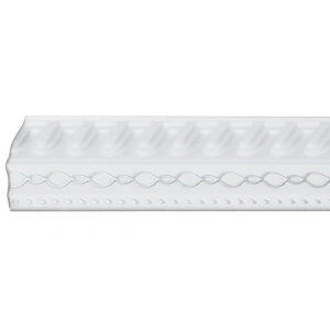 Set 4 Baghete decorative de colt M19BS, din polistiren, alb/argintiu, 8 x 6 x 200 cm