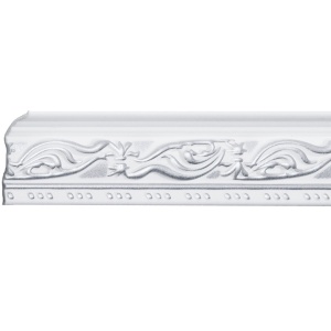 Set 4 Baghete decorative de colt M24BS, din polistiren, alb/argintiu, 8 x 6 x 200 cm