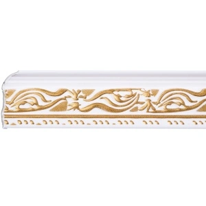 Set 4 Baghete decorative de colt M24BZ, din polistiren, alb/auriu, 8 x 6 x 200 cm