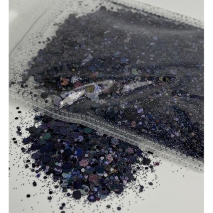 Detaliu particule chunky glitter gri spațial