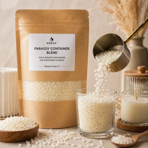 Parasoy Container Blend Kerax mărgeluțe – punct topire 60°C, parfumare 10–12%, aderență excelentă la sticlă și recipiente