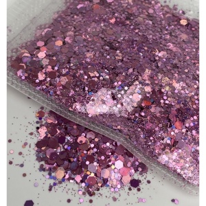 Detaliu particule chunky glitter roz mediu