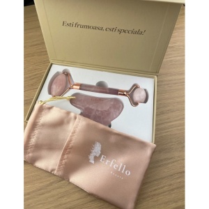 Set cuarț roz — rolă și Gua Sha împreună