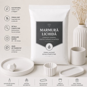 Marmură Lichidă ECO – Compozit Mineral pentru Turnare în Matrițe | 90 MPa